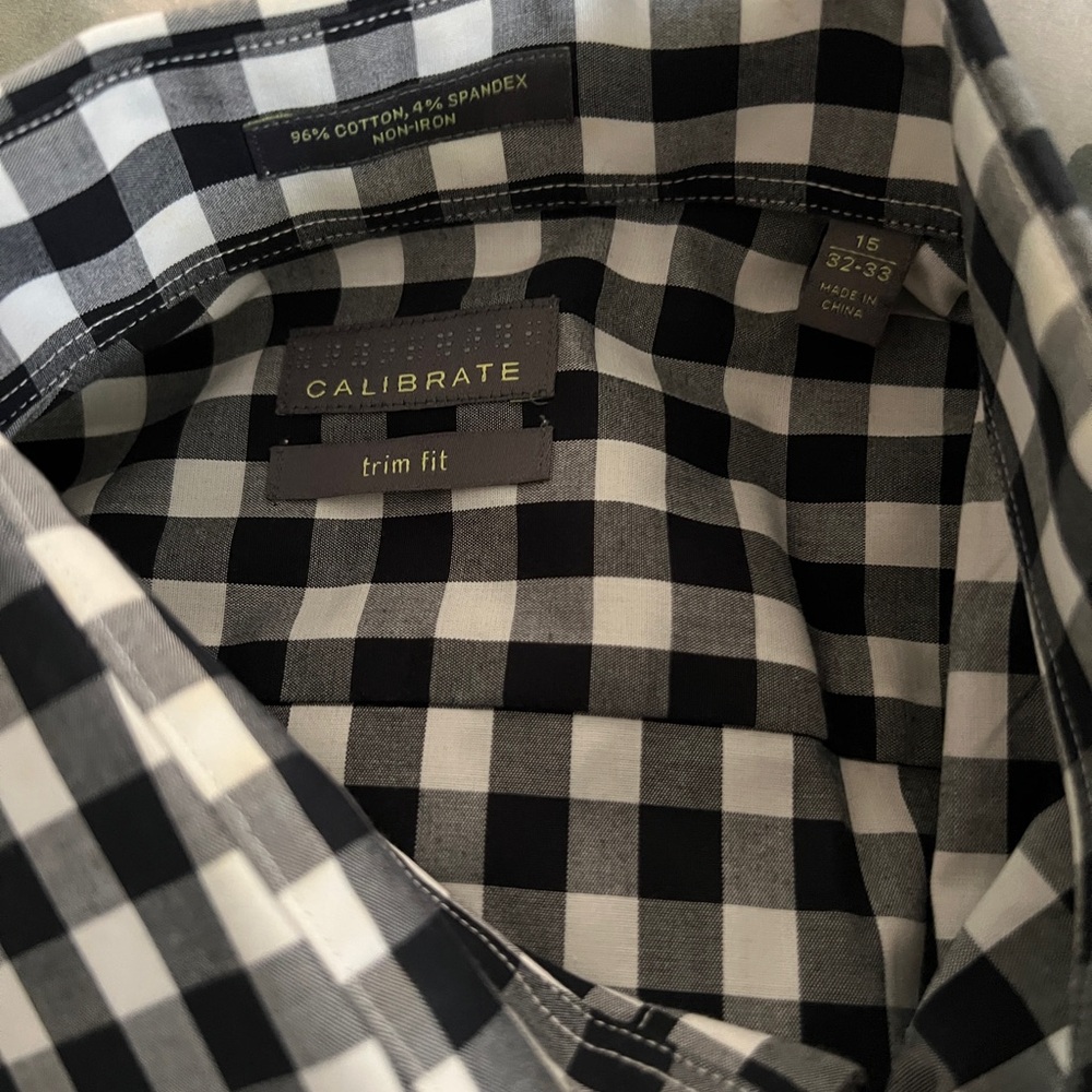 Calibrate Checkered Trim Fit Button Up Long Sleev… - image 2
